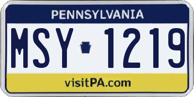 PA license plate MSY1219