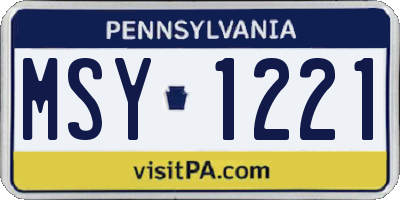 PA license plate MSY1221