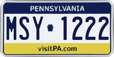 PA license plate MSY1222