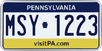 PA license plate MSY1223