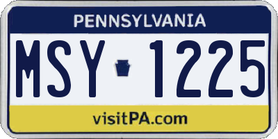 PA license plate MSY1225