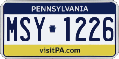 PA license plate MSY1226
