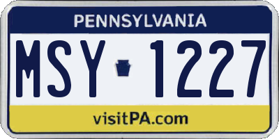 PA license plate MSY1227