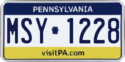 PA license plate MSY1228