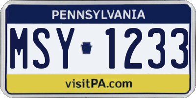 PA license plate MSY1233