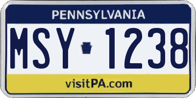 PA license plate MSY1238