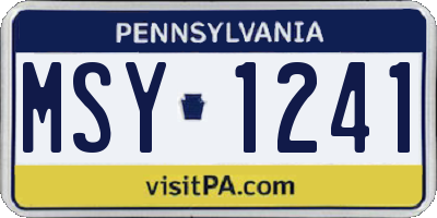 PA license plate MSY1241