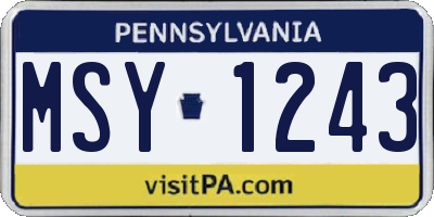 PA license plate MSY1243