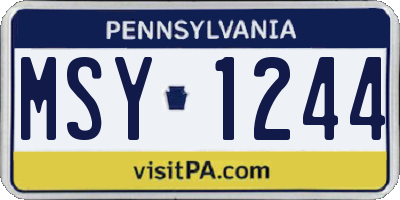 PA license plate MSY1244