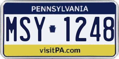 PA license plate MSY1248