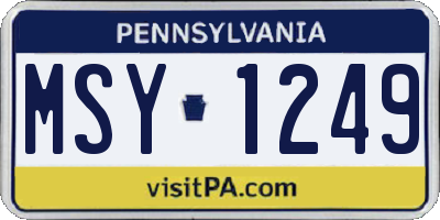 PA license plate MSY1249