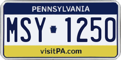 PA license plate MSY1250