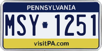 PA license plate MSY1251