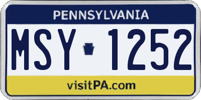 PA license plate MSY1252