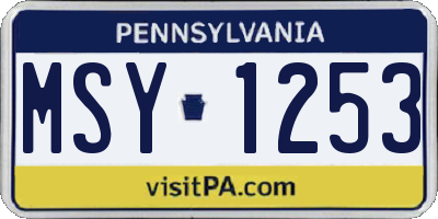 PA license plate MSY1253