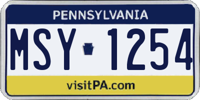 PA license plate MSY1254