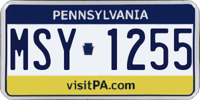 PA license plate MSY1255