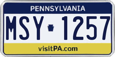 PA license plate MSY1257