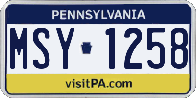 PA license plate MSY1258