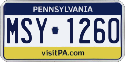PA license plate MSY1260