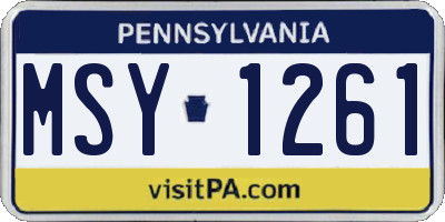 PA license plate MSY1261