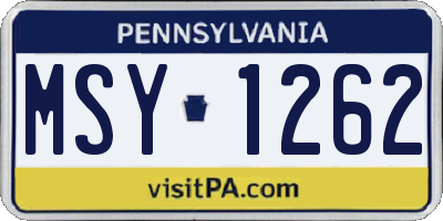 PA license plate MSY1262