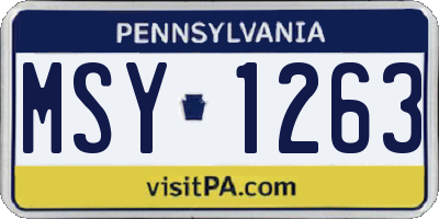 PA license plate MSY1263