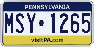 PA license plate MSY1265