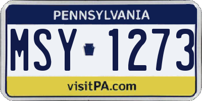 PA license plate MSY1273