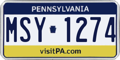 PA license plate MSY1274