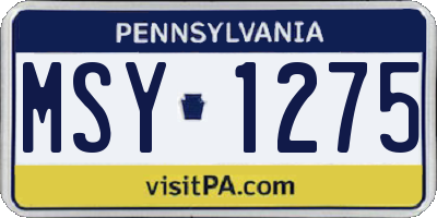 PA license plate MSY1275