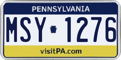 PA license plate MSY1276
