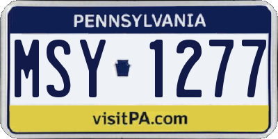 PA license plate MSY1277