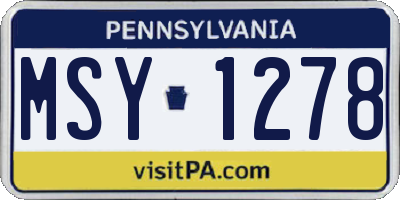 PA license plate MSY1278