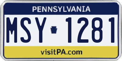 PA license plate MSY1281