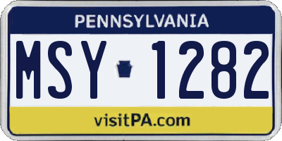 PA license plate MSY1282