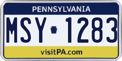 PA license plate MSY1283