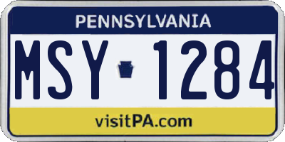 PA license plate MSY1284