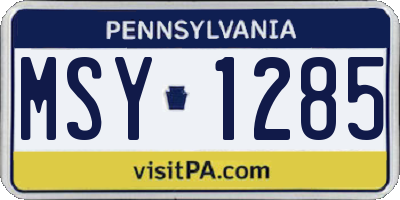 PA license plate MSY1285