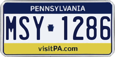 PA license plate MSY1286