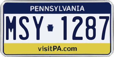 PA license plate MSY1287