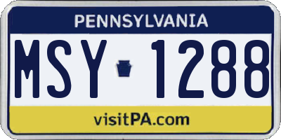 PA license plate MSY1288