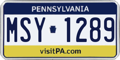 PA license plate MSY1289