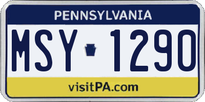 PA license plate MSY1290