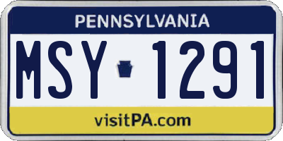 PA license plate MSY1291