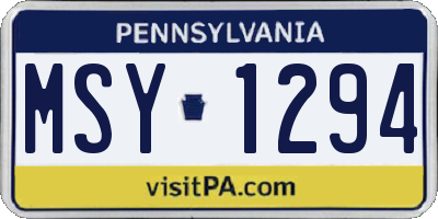 PA license plate MSY1294