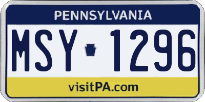 PA license plate MSY1296
