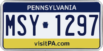PA license plate MSY1297