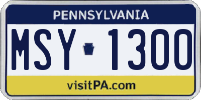 PA license plate MSY1300