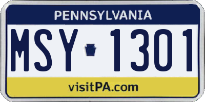 PA license plate MSY1301